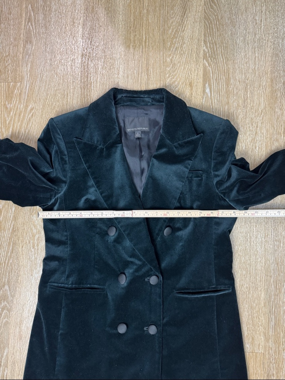 BANANA REPUBLIC Veluro Dark Teal Green Velvet Double Breasted Blazer Size 8 - Picture 6 of 9